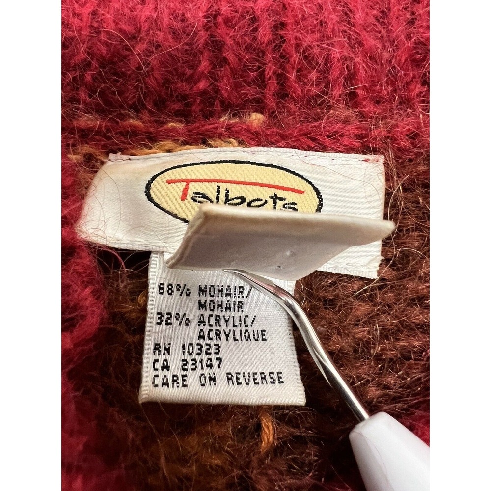 Talbots Cardigan Mohair Blend Fall Warm Colors Geometric Size M Button Up - Picture 4 of 7